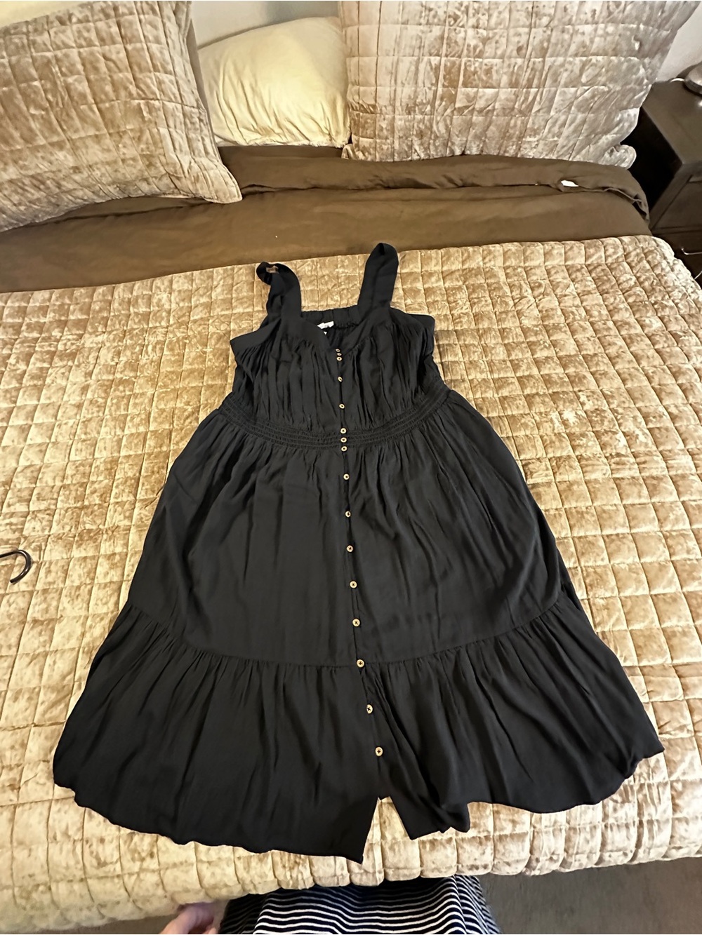 Women’s Black Tiered Button-Front Sundress
